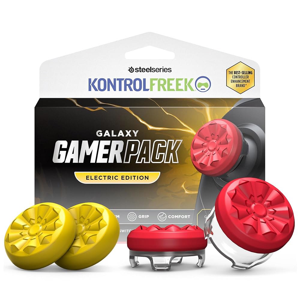 KontrolFreek 갤럭시 게이머팩 일렉트릭 호환 닌텐도 스위치 에디션 옐로우 및 레드 4팩 2와 - 상품 이미지