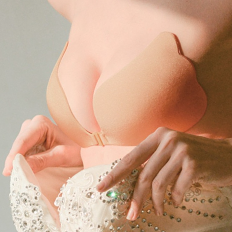 붙이는 웨딩 촬영 브라 속옷 4size 오프숄더 웨딩드레스 누디 뽕 누드브라 - 상품 이미지
