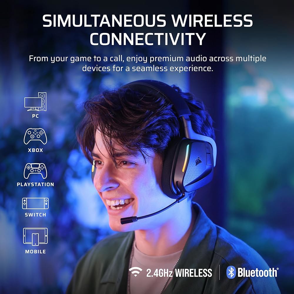 Corsair Void v2 MAX Wireless Gaming Dolby for Atmos, Xbox 70Hr 2.4GHz+Bluetooth, Headset Microphone - 상세 이미지 2