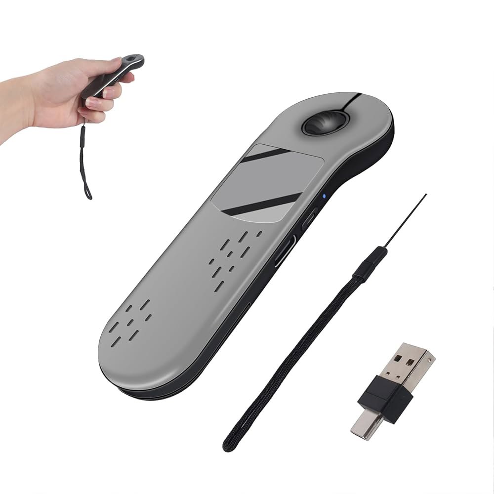 듀얼 모드 미니 블루투스 무선 마우스 방지 손가락 나일론 2.4G 터치패드 스마트폰용 분실 및 포함, 노트북, - 마우스, PC, 수신기, 충전식 랜야드 (그레이) 태블릿 블루투스 - 상품 이미지
