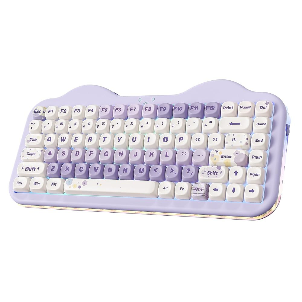 YUNZII C75 무선 기계식 키보드, 염료 개스킷 핫 NKRO, 레이아웃, 스왑 마운트, 밀크 귀여운 PBT 모드, 맥/윈도우/게이밍용 디자인 서브 MOA 케이크 75 RGB - 상품 이미지