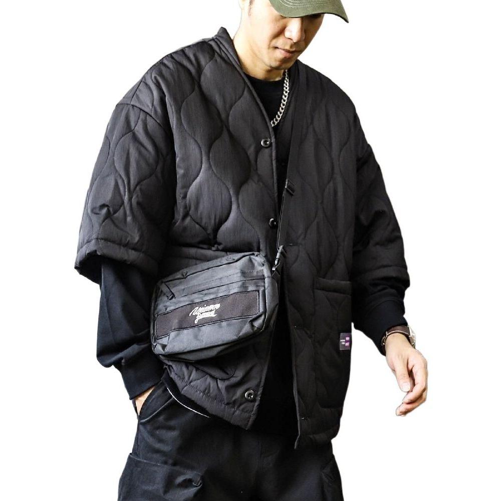 따뜻한 V넥 퀼팅 패딩 남성 겨울 누빔 반팔 경량 깔깔이 검은색 M - 상세 이미지 3