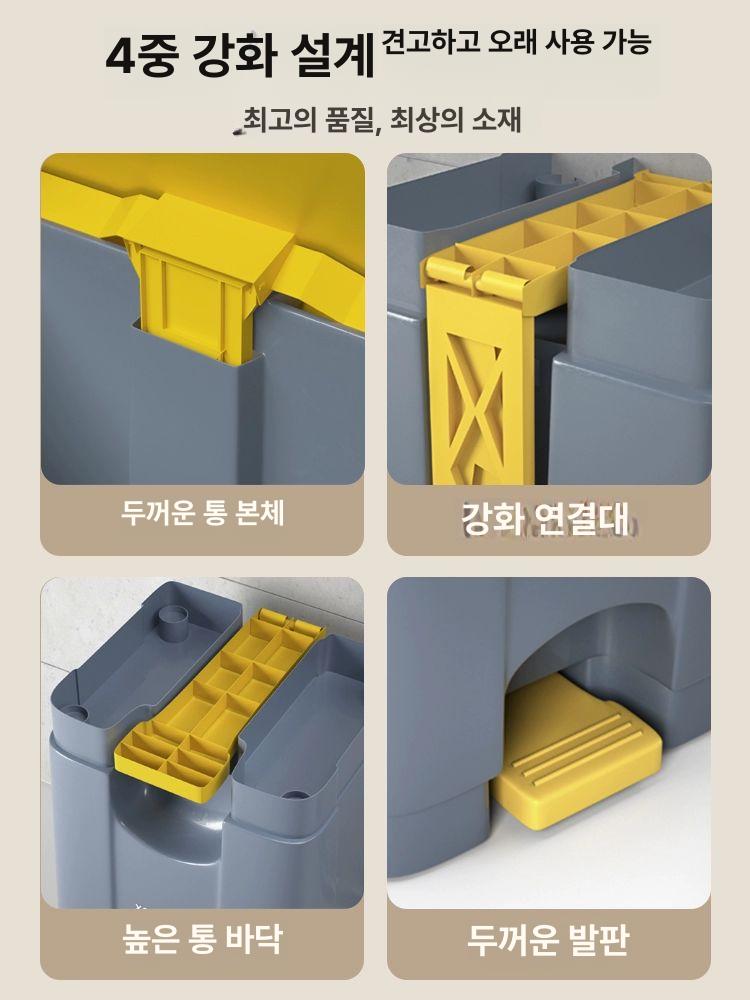 페달형 내부통 포함 종량제 대형 쓰레기통 이동식 속뚜껑 80l 뚜껑 + 그레이 통 초두꺼움 1단계 - 상세 이미지 3