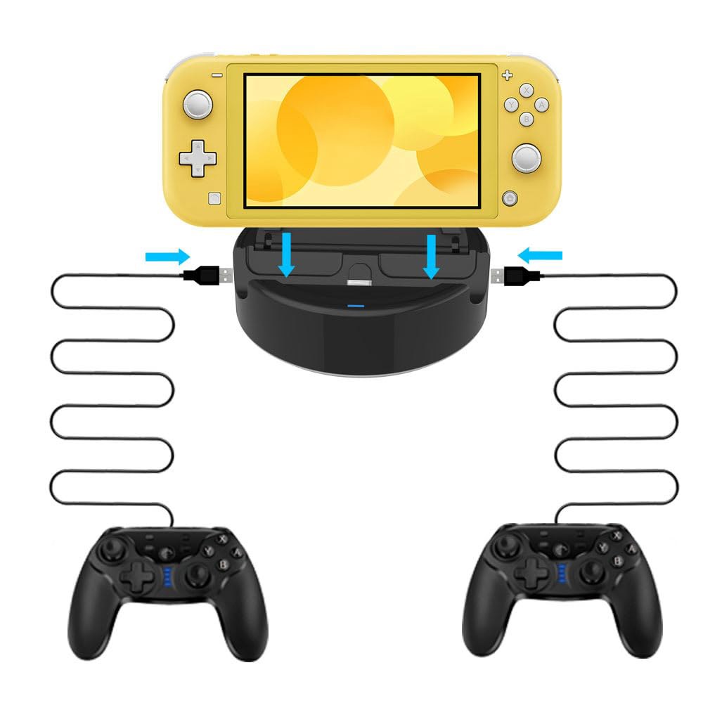 J&TOP Charging Dock for Nintendo Lite, USB Wired 2 Switch Ports Station Controllers Compatible with - 상품 이미지