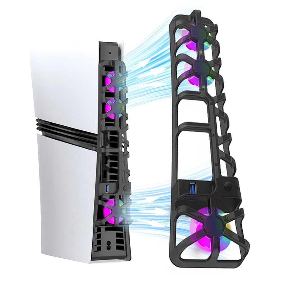 Applicable to PS5 Pro, Automatic System 3-Modes Fan Control, Temperature-Controlled Port Black Cooli - 상품 이미지