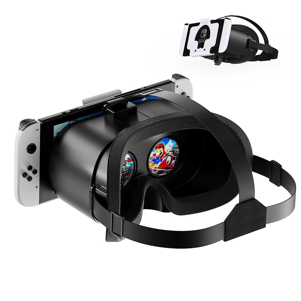 VR Headset for Nintendo Switch Accessories Adjustable Reality Strap, and with Virtual Glasses OLED, - 상품 이미지