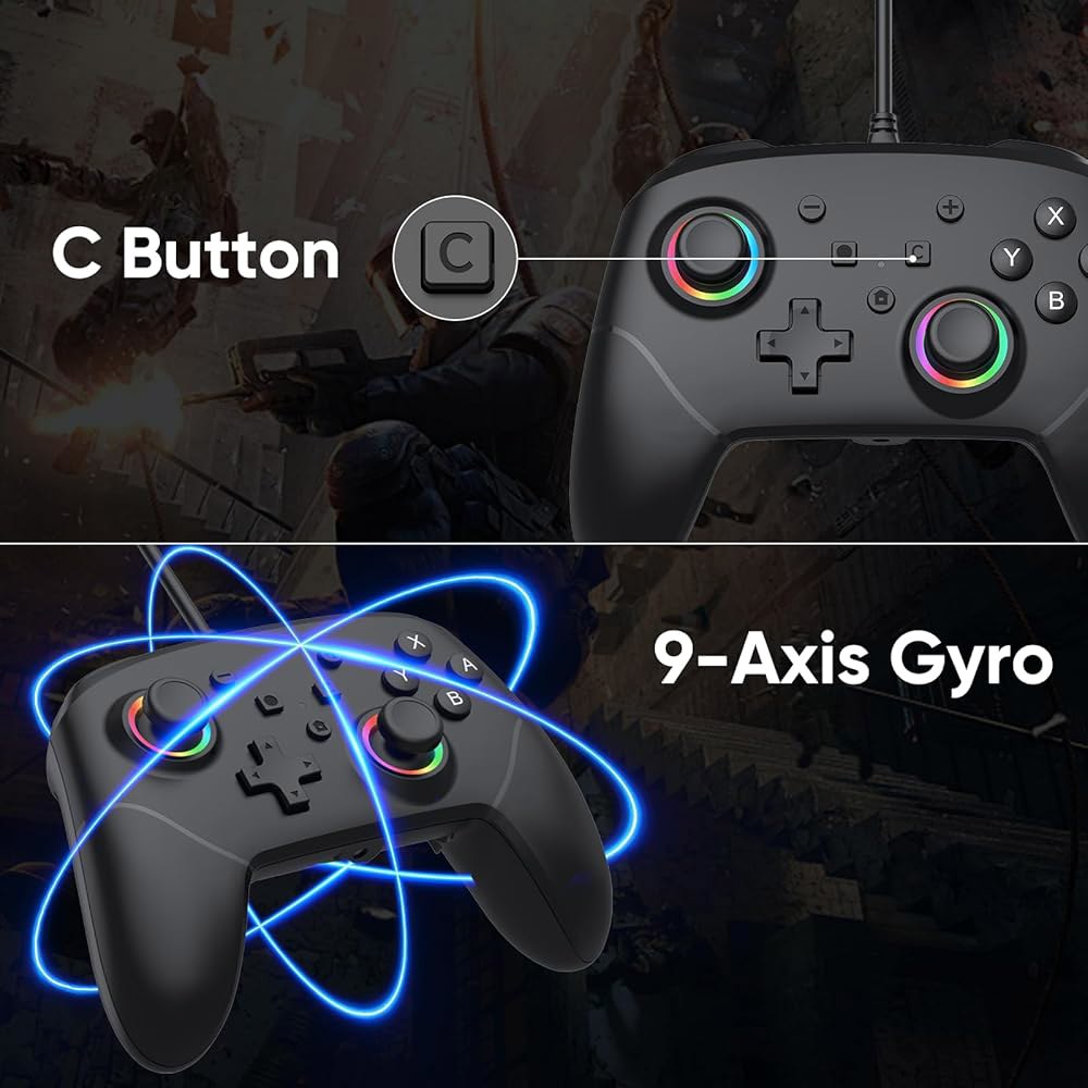 BETMI Wired Pro Controller for Vibration Back Switch C LED, Dual Hall Button, 2/1/OLED/Lite/PC, Effe - 상세 이미지 2