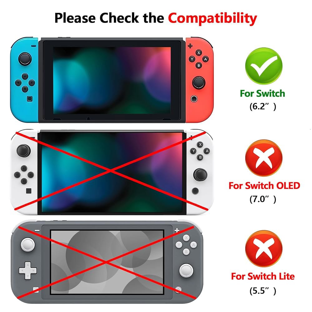 2 Pack White Border Transparent Screen Clear [Anti-Scratch, Nintendo Glass Shatterproof, Saver for - 상세 이미지 2