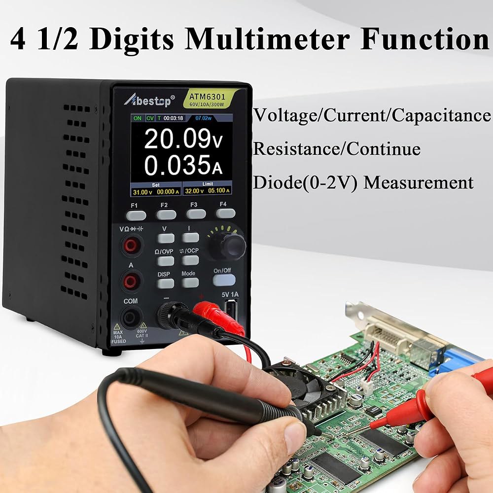 DC 전원 공급 가변 디지털 멀티미터, 60V 10A 300W 스위칭 벤치탑 장치 2개, 다중 보호 기능 포함 1개 2.8인치 LCD 디스플레이 110V 입력 전압 ATM6301 - 상세 이미지 3