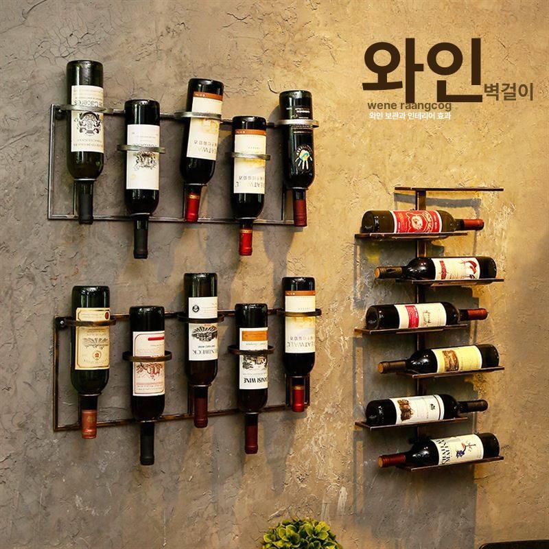 럭셔리 엔틱 철제 와인병걸이 인테리어 와인랙 벽걸이형 레드 - 상세 이미지 3