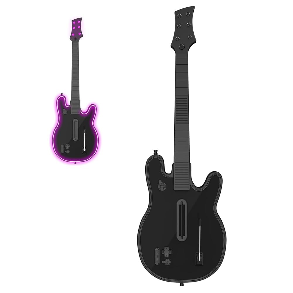 JJDWIN Wireless Guitar Hero Controller PS4/PS3/PC Band Clone with RGB for Light, Rock Strap & Festiv - 상품 이미지