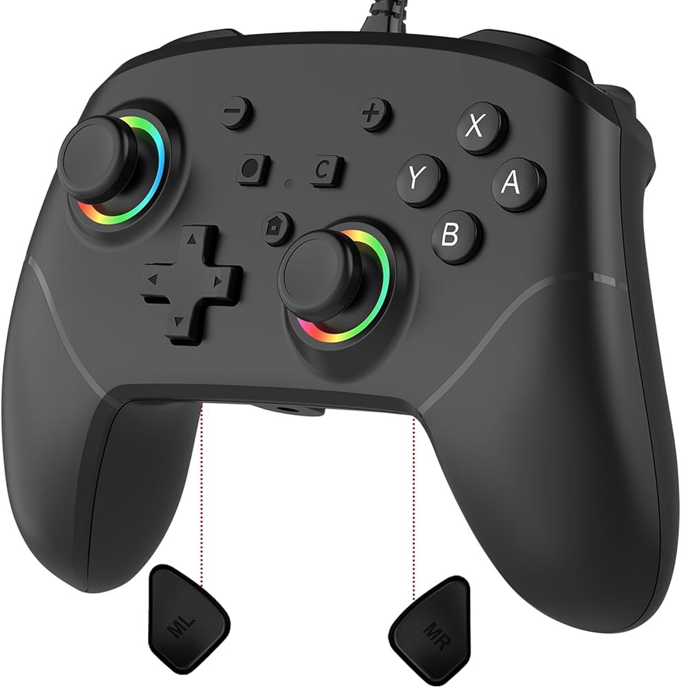BETMI Wired Pro Controller for Vibration Back Switch C LED, Dual Hall Button, 2/1/OLED/Lite/PC, Effe - 상품 이미지