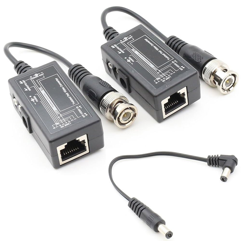 ANHAN 패시브 비디오 발룬 전원 1쌍 Cat5 / BNC to 카메라용 보안 수 Cat6 케이블 RJ45 어댑터 CCTV 트랜시버 네트워크 감시 - 상세 이미지 2