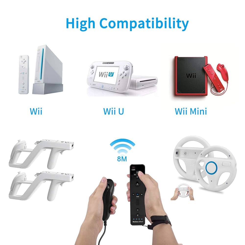 Motion Plus Wii 컨트롤러 2팩, 리모컨 호환 Nunchucks, 플러스 내장 모션 가능, wii U와 - 상세 이미지 3