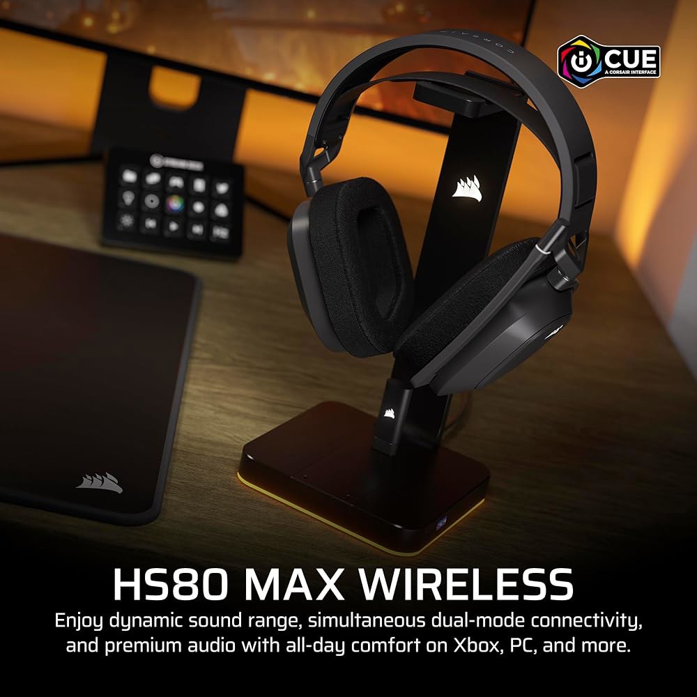 Corsair HS80 MAX Wireless Xbox Broadcast Steel Dolby Headset iCUE Bluetooth Gray with PC, Gaming Xbo - 상세 이미지 2