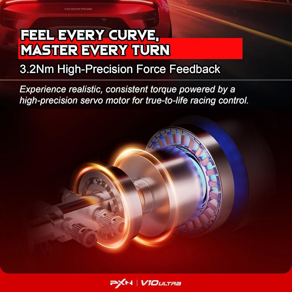 PXN - V10 Ultra Gaming Shifters, Feedback, PC Setup for Xbox, Racing Wheel Steering 10.6-inch & 3.2N - 상세 이미지 3