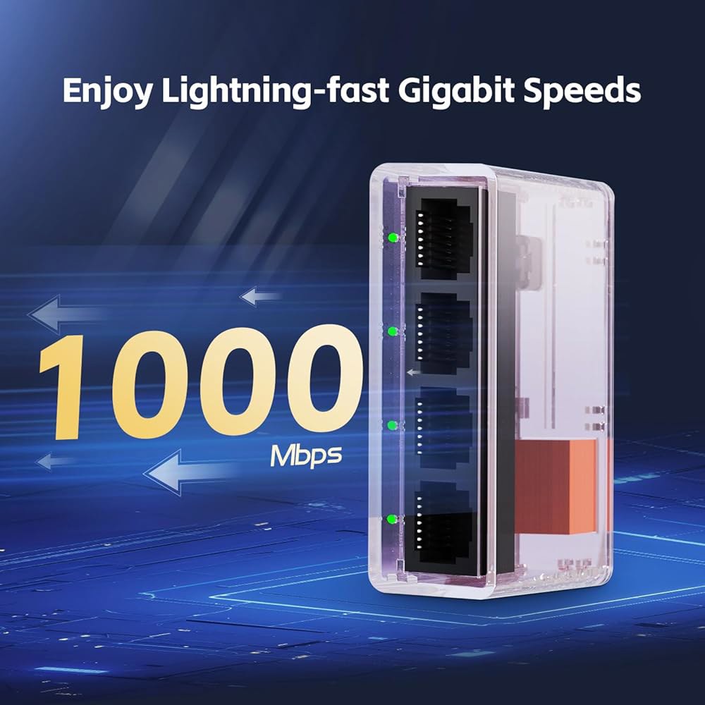 기가비트 이더넷 스플리터 1~4 포트, 있는 IP 케이블이 네트워크 앤 미니 YuLinca USB 플라스틱 어댑터, PC, 스마트 플러그 모뎀, 플레이 프린터, 1000Mbps - 상세 이미지 3