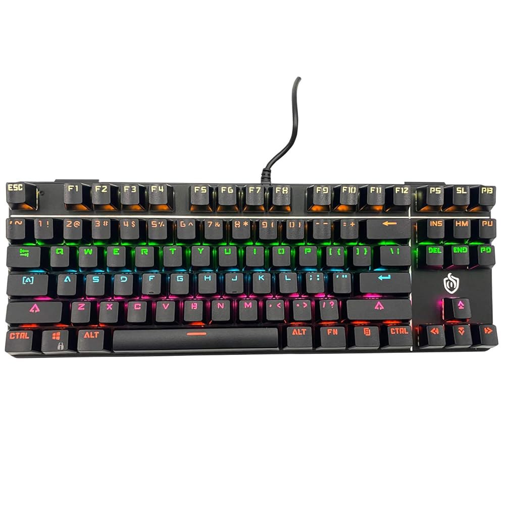 K917 RGB 기계식 게이밍 키보드 라운드 백라이트 및 레트로 MAC용 조명 PC LED 고스팅 - (클래식-블랙) 87키 안티 블루 스위치 키캡 Classic-Black - 상품 이미지