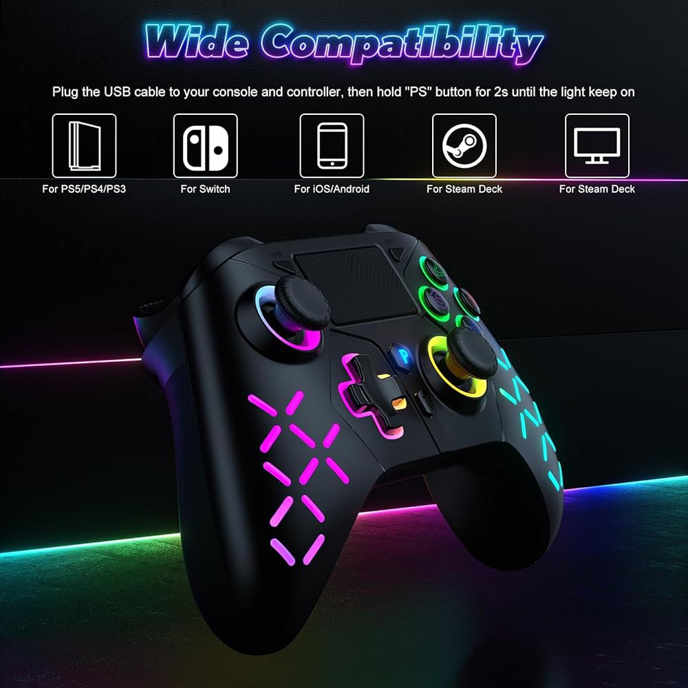 Gamrombo LED Wireless Controller for Marco/Turbo with Slim PS5/Windows, Compatible 2.4G Adapter, Pro - 상세 이미지 2