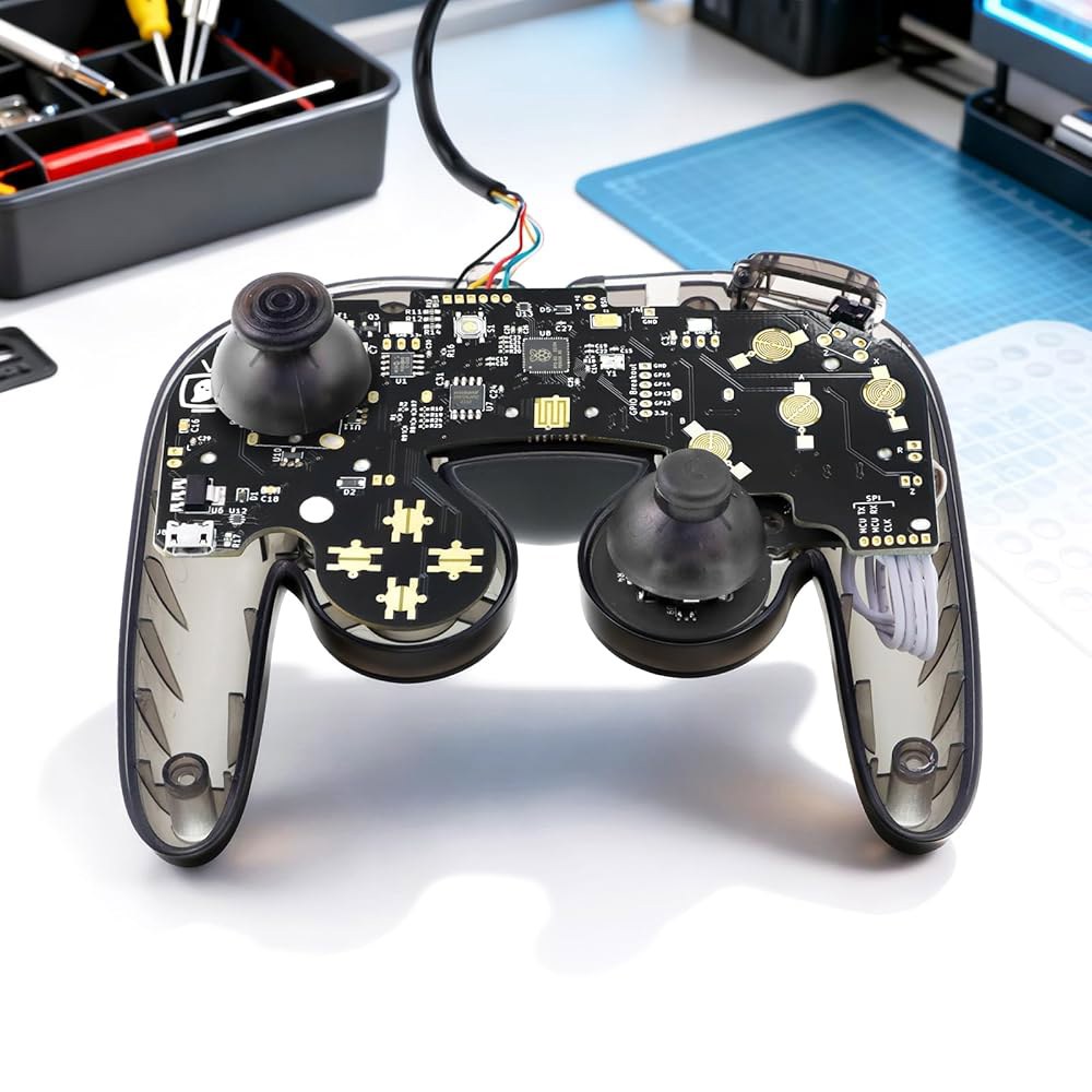 ELECROW PhobGCC v2.0.5 Gamecube Controller 7 (Black) Motherboard Controls with Rumble Players Modes, - 상세 이미지 3