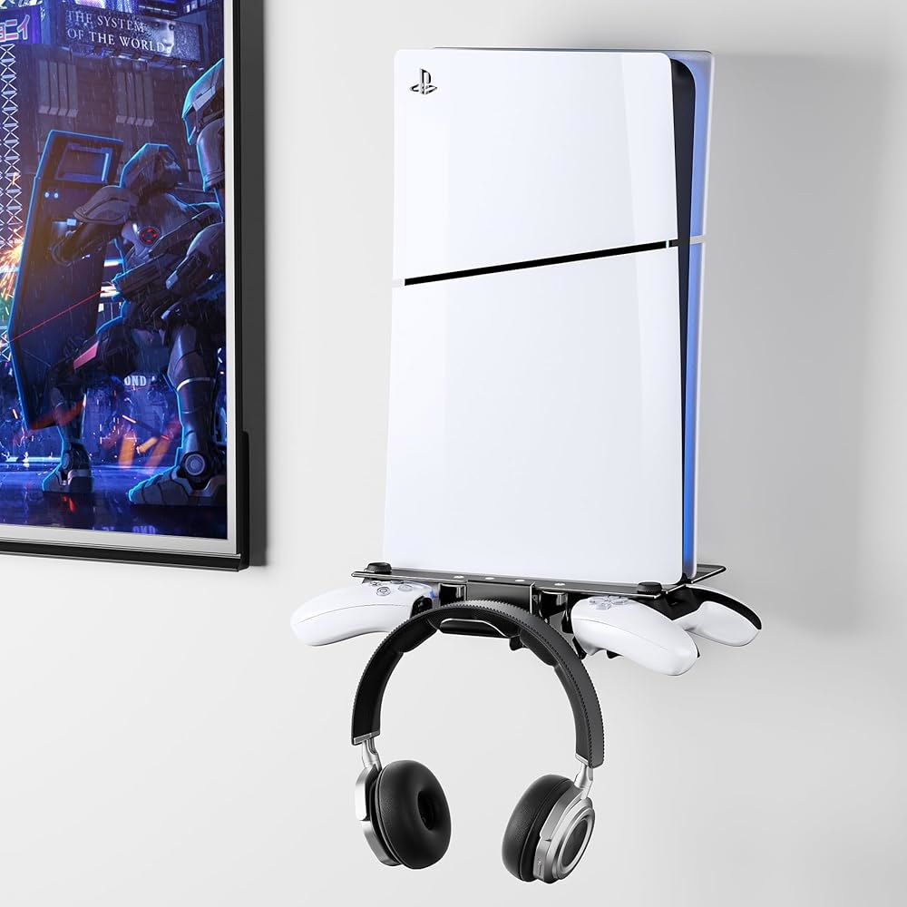ZHGM Foldable Wall Mount Kit 1 Slim/Pro/PS5 Saving Metal Controller 2 Original, Space Hanger, Shelf - 상품 이미지