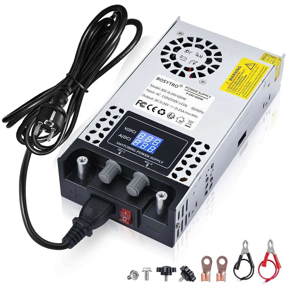 BOSYTRO AC - DC 컨버터 프린터, 0-25A LED 조절 장치 모터 가능한 CCTV, 0-24V 최대 펌프, 스트립, 공급 3D 컴퓨터용 600W 스위칭 장치, SMPS - 상품 이미지