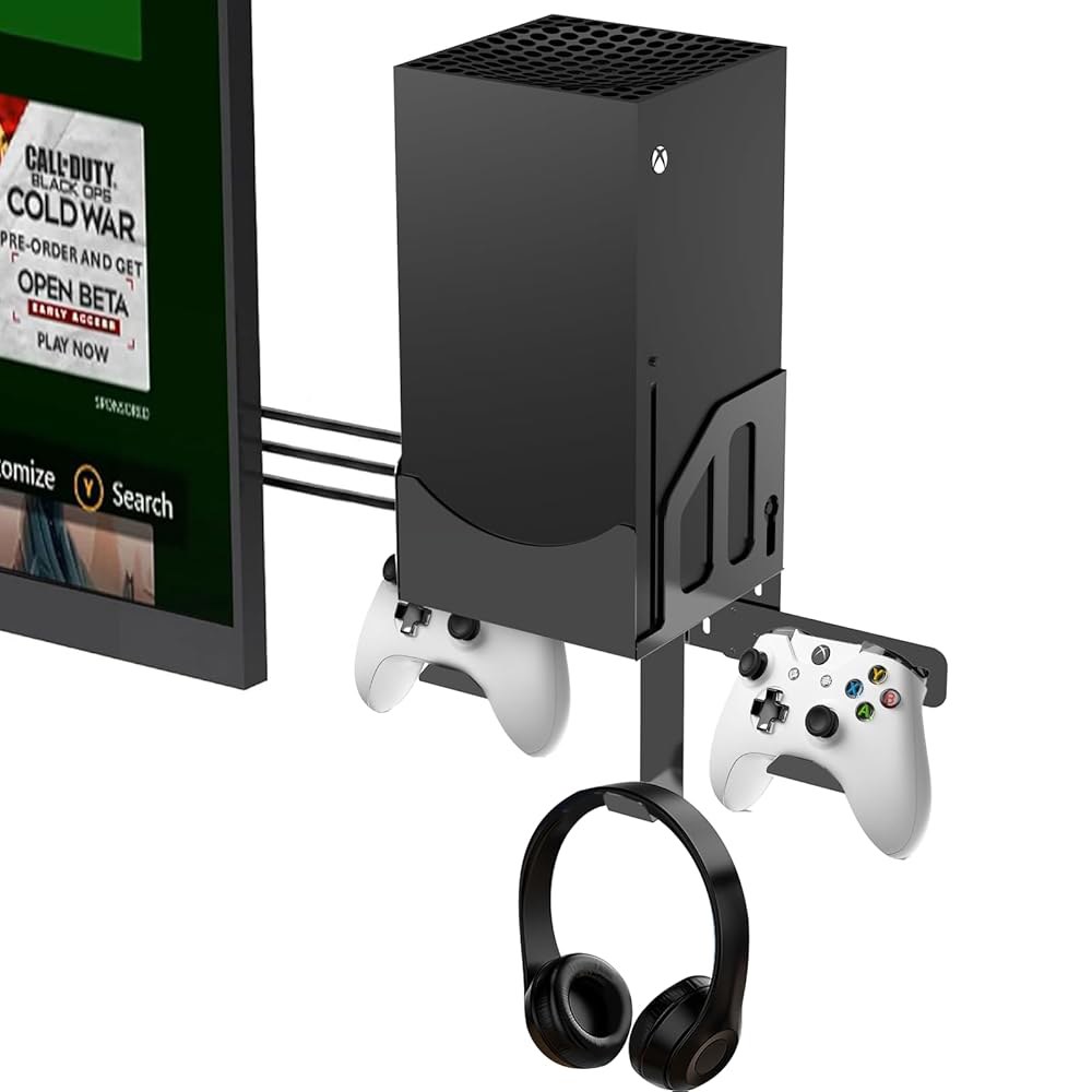 Wall Mount for Xbox Series bracket the & kit wall near Holder Hanger,Black. Headphone (with installe - 상품 이미지