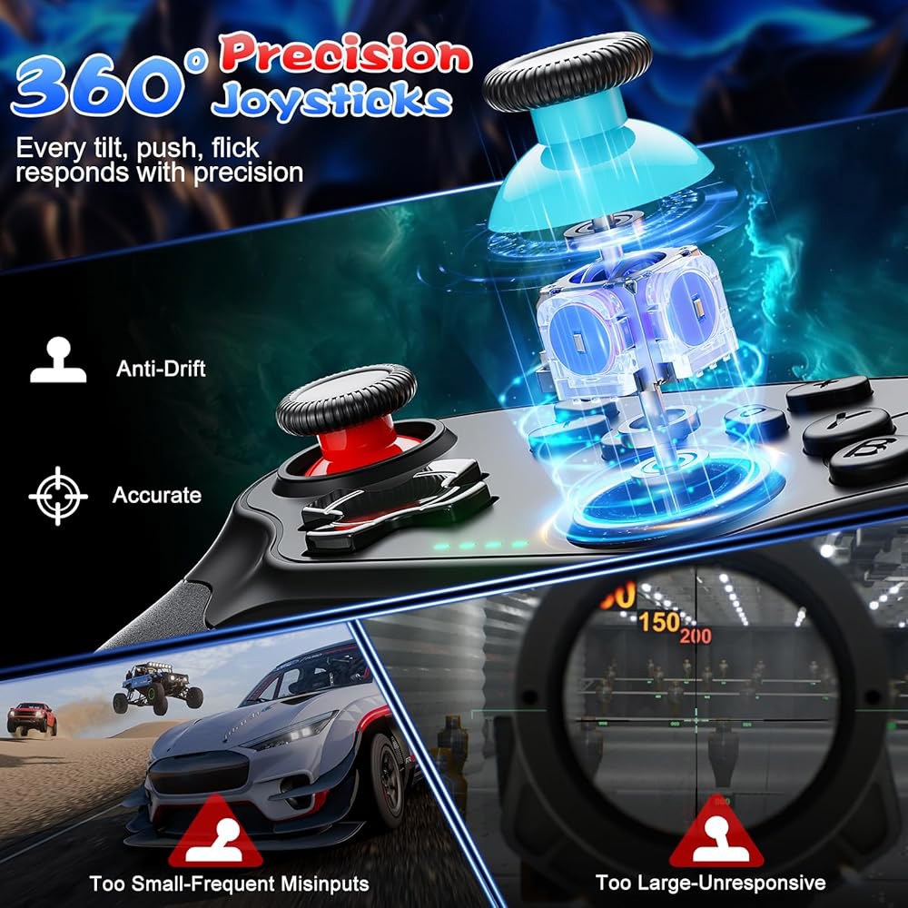 Nonbliep 2 Pack Wireless Controller Turbo, Switch for Steam Vibration, Lite/OLED Compatible Bluetoot - 상세 이미지 3
