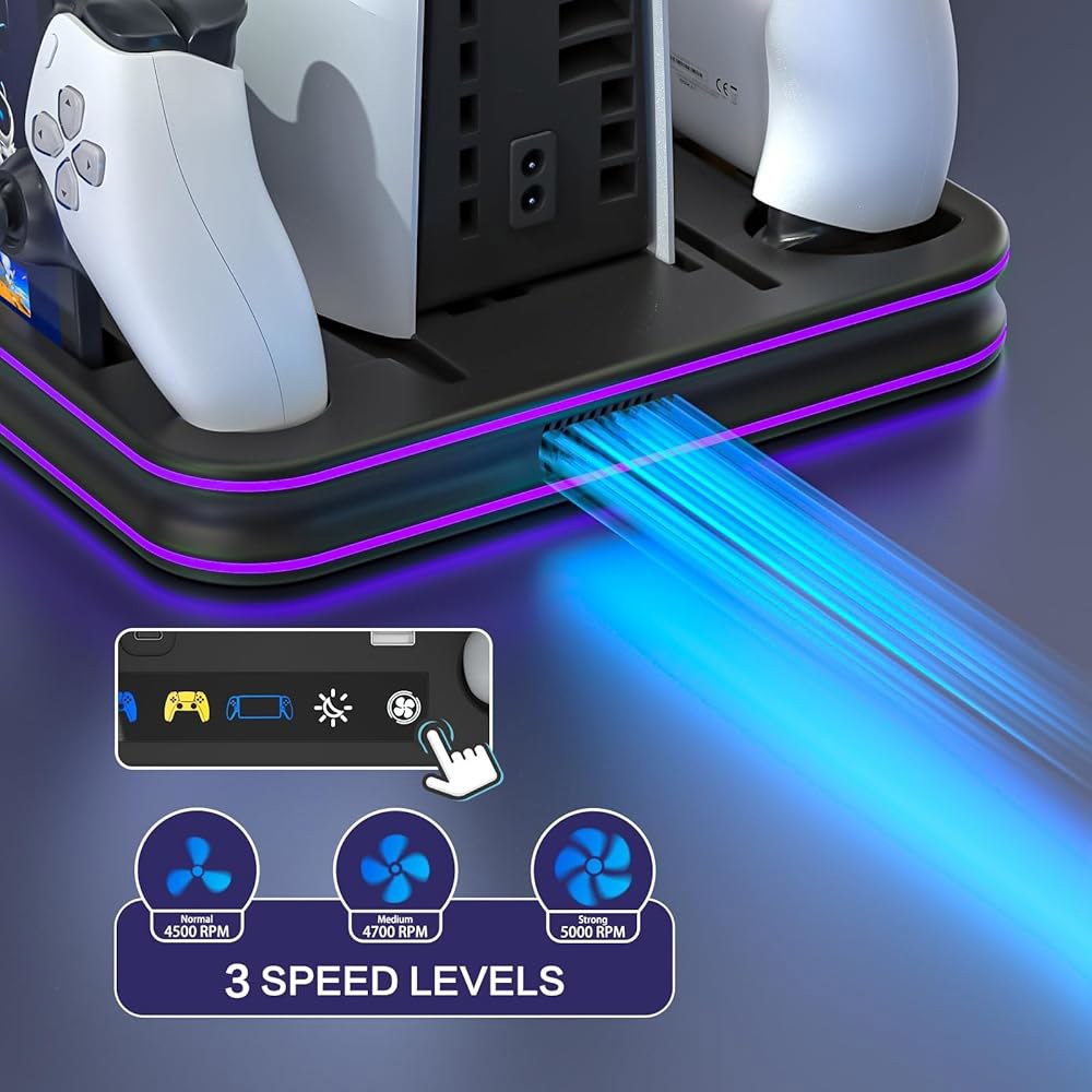 Cooling Station & RGB LED and Gaming Charging Stand Charger - with Controller PS Portal for PlayStat - 상세 이미지 3