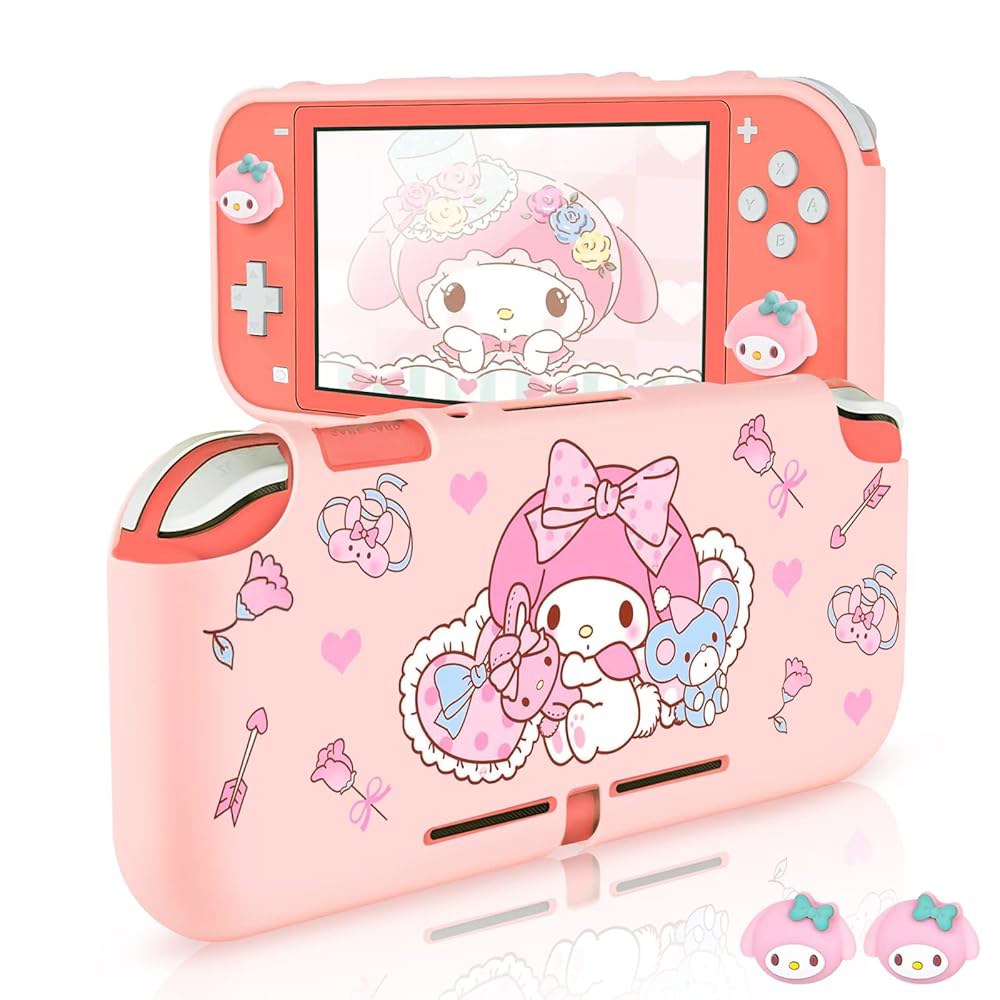 Little Red Hood Rabbit Switch 귀여운 충격 엄지 스위치 토끼 TPU 커버 2019 Lite 보호 소프트 긁힘 포함 핑크 사랑스러운 흡수 2개 쉘 버전용 그립 - 상품 이미지