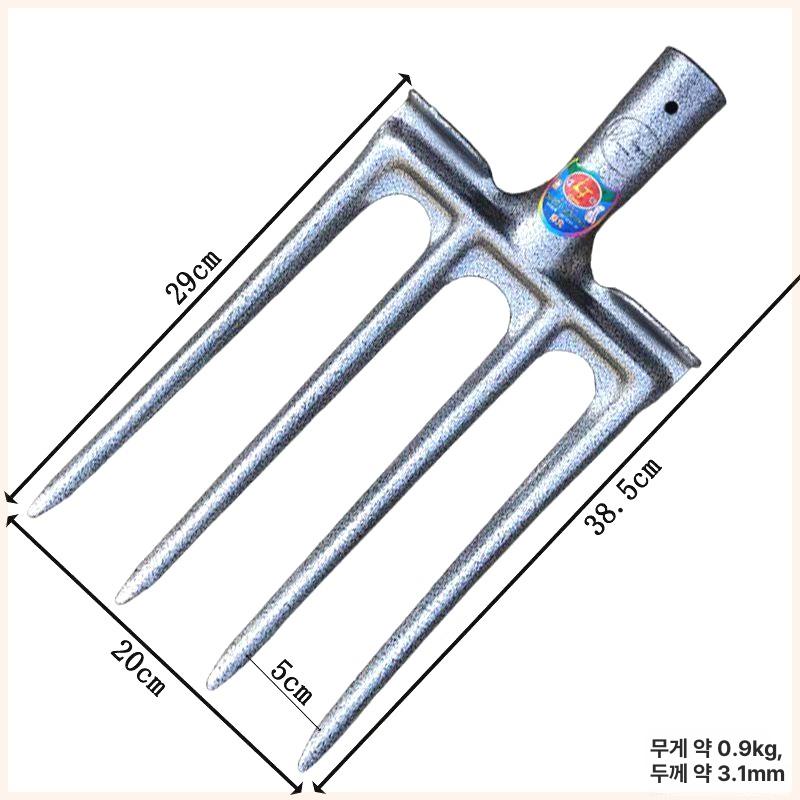 로타리 삽 직형 괭이 쇠스랑 수확 도구 원예 다용도 4치 + 오렌지 곡선 손잡이 나무 봉 - 상세 이미지 2