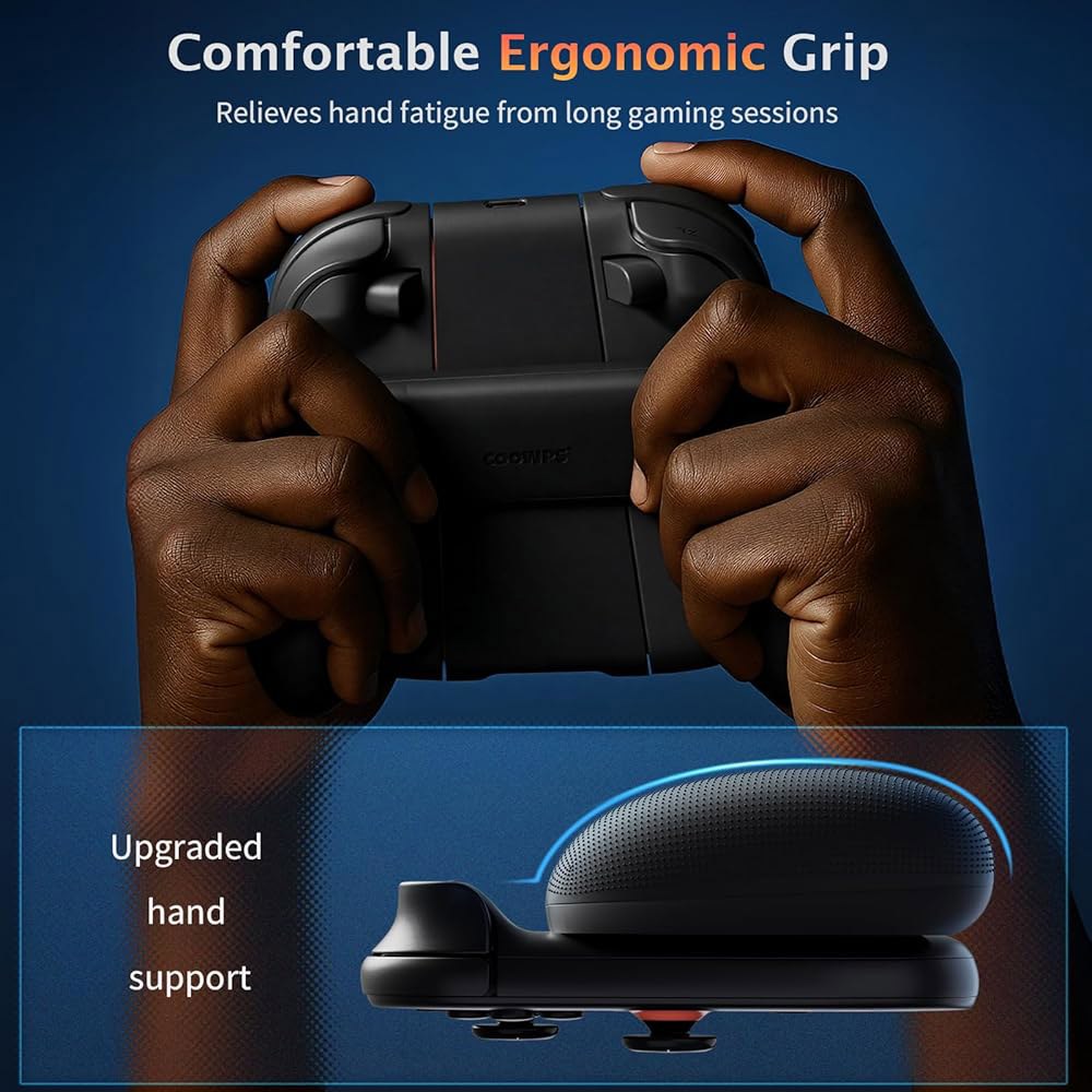 COOWPS 닌텐도 스위치 2 조이콘 RGB 포함 in 케이블 9가지 조명 및 USB-C 자력, 강력한 고속 도크, 3 충전기 2025용 충전 1 그립 모드 공학적 컴포트 인체 - 상세 이미지 2