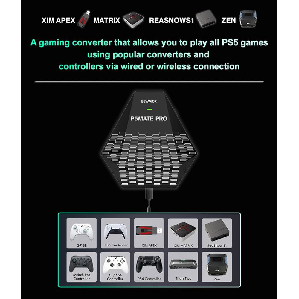 Besavior P5Mate Pro 1000Hz 컨버터 있는 XIM - 컨트롤러와 APEX, REASNOW, PC PS5 어댑터 플레이할 다양한 Titan과 호환 게임용 Matri - 상세 이미지 3
