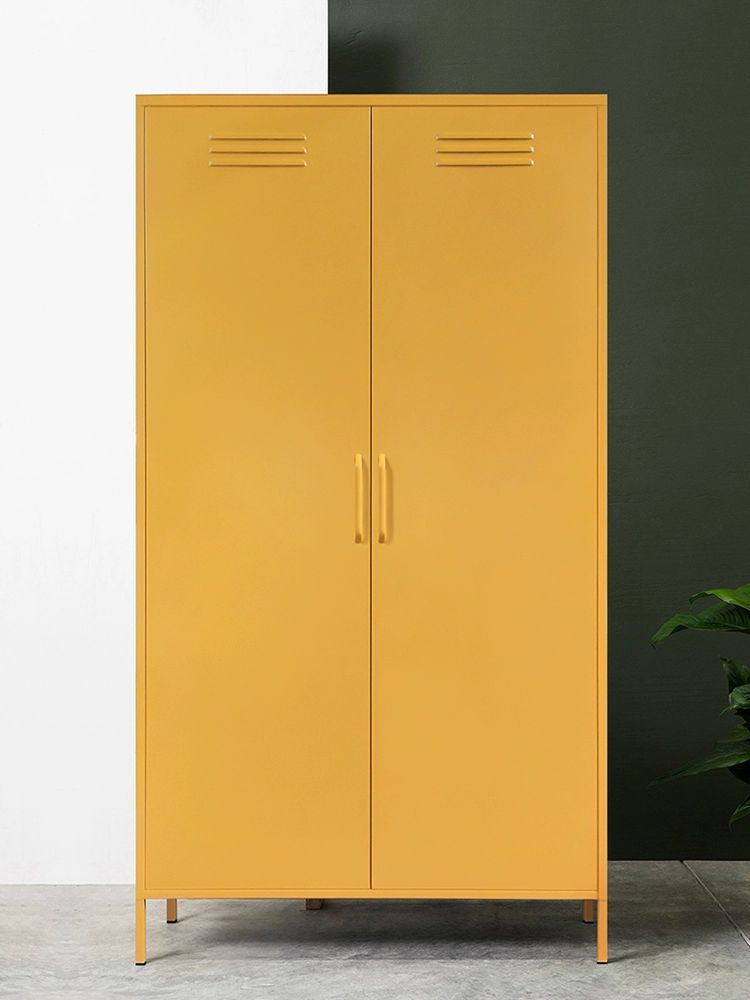 드레스룸 서랍장 옷정리함 오픈형 옷장 행거형 옷정리 머스타드옐로우 105 x 200x50cm 2문 조립 완료 - 상세 이미지 2
