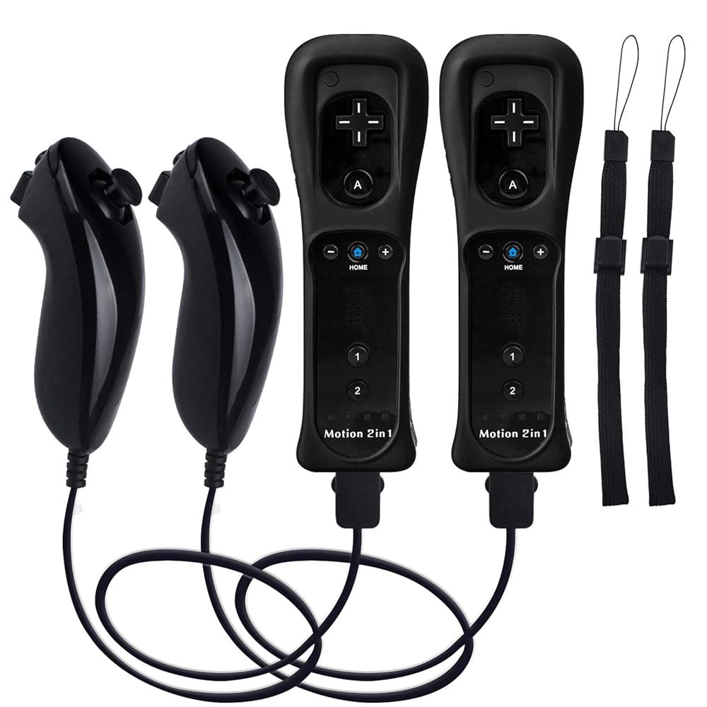 Motion Plus Wii 컨트롤러 2팩, 리모컨 호환 Nunchucks, 플러스 내장 모션 가능, wii U와 - 상품 이미지