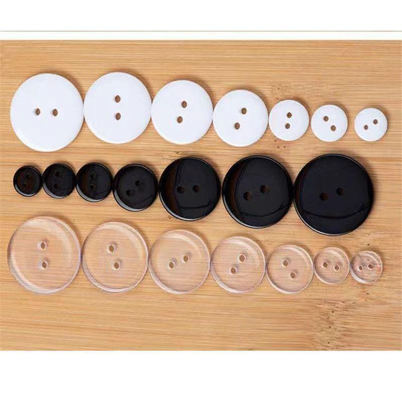 단추 블랙 투아이 플라스틱 실용적인 화이트 10개 11.5mm - 상품 이미지
