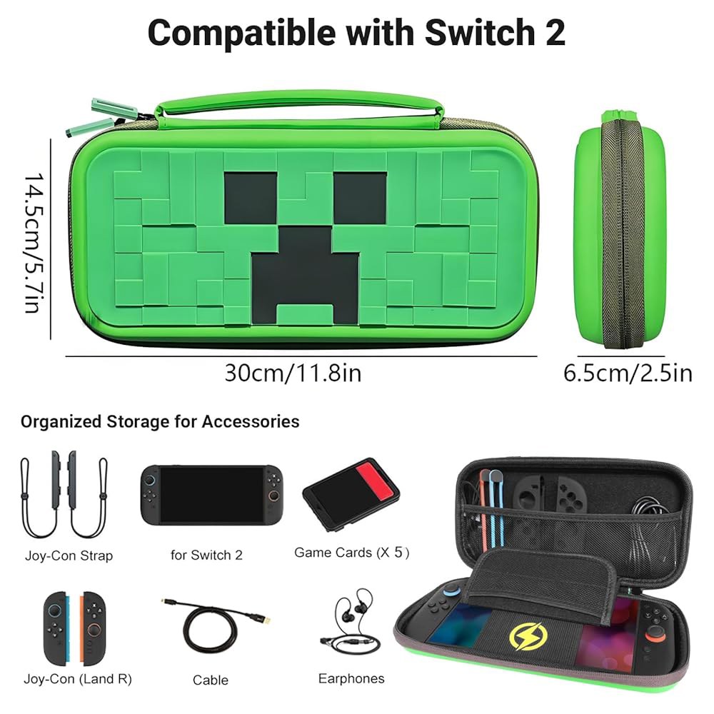QUBAMG Switch 2 Carrying Case, Protective Stand Shell Case Pixel Cartridges & Carry Built-in (2025) - 상세 이미지 3