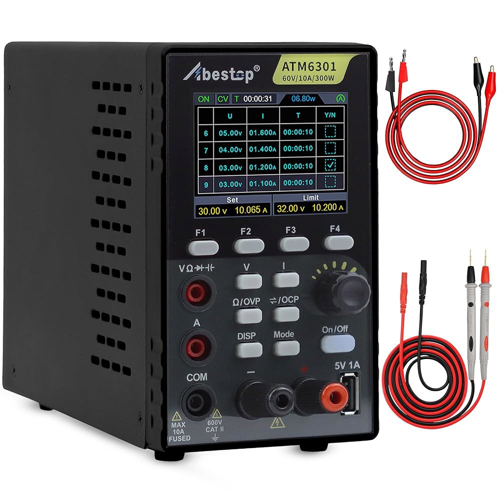 DC 전원 공급 가변 디지털 멀티미터, 60V 10A 300W 스위칭 벤치탑 장치 2개, 다중 보호 기능 포함 1개 2.8인치 LCD 디스플레이 110V 입력 전압 ATM6301 - 상품 이미지