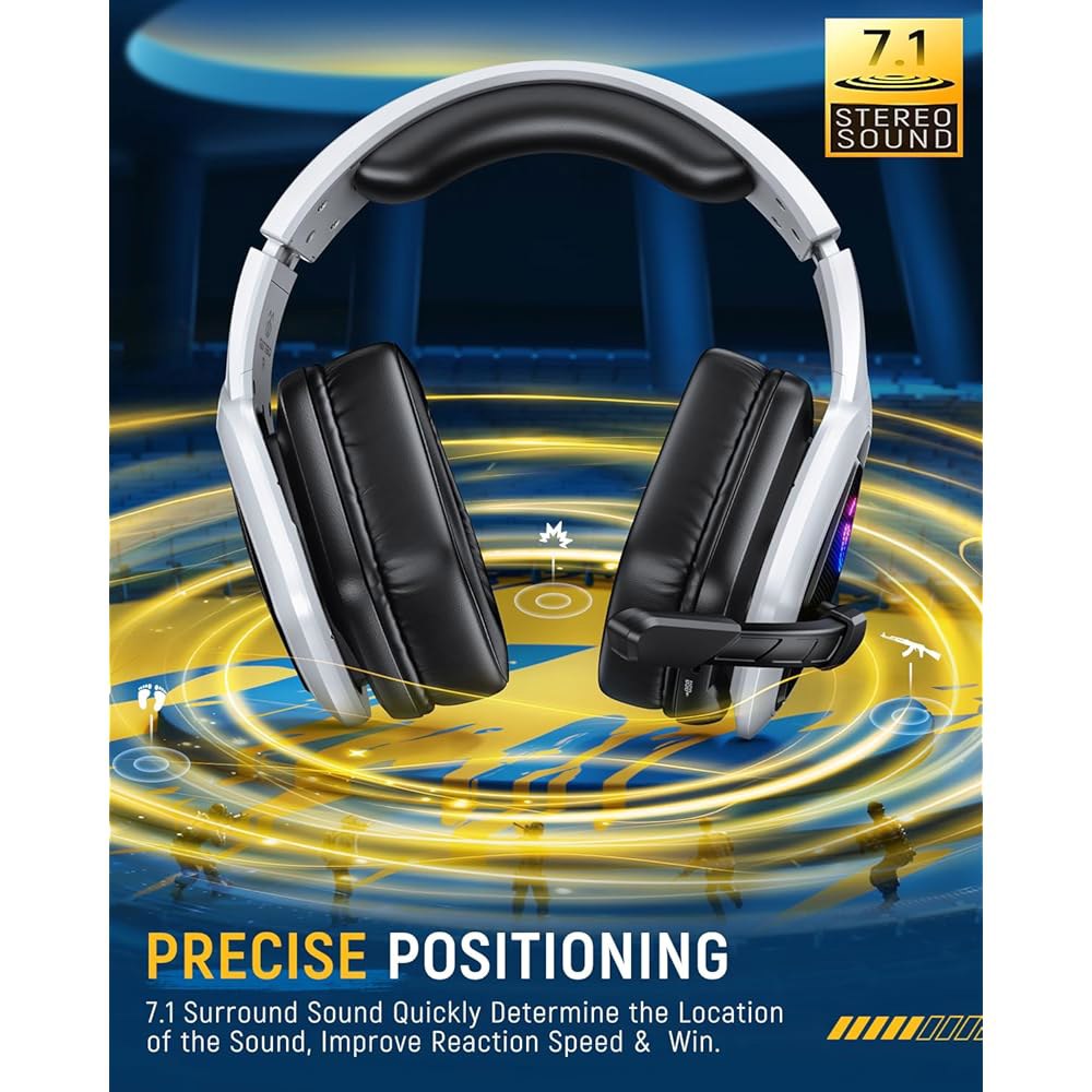 Tatybo Wireless Gaming Headset for Headphones Ps4, Microphone, PC, Battery 2.4 Ghz & Ps5, 30H Switch - 상세 이미지 2
