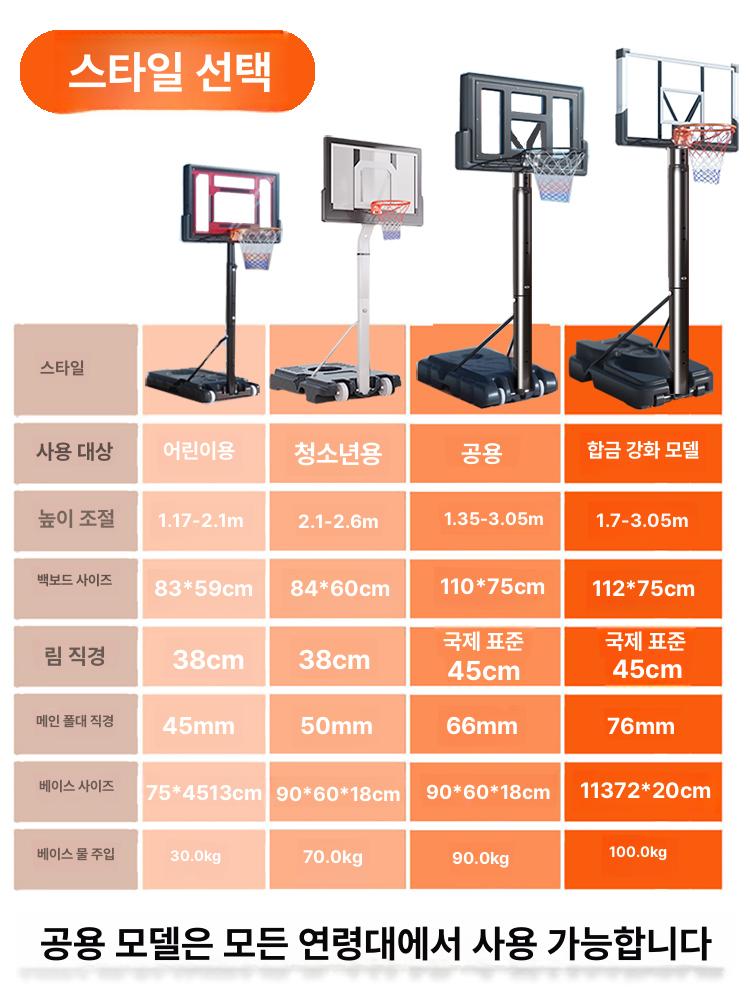 농구대 이동식 농구골대 백보드 게임 실내 체육관 야외 업그레이드 가족 림 A - 상세 이미지 5