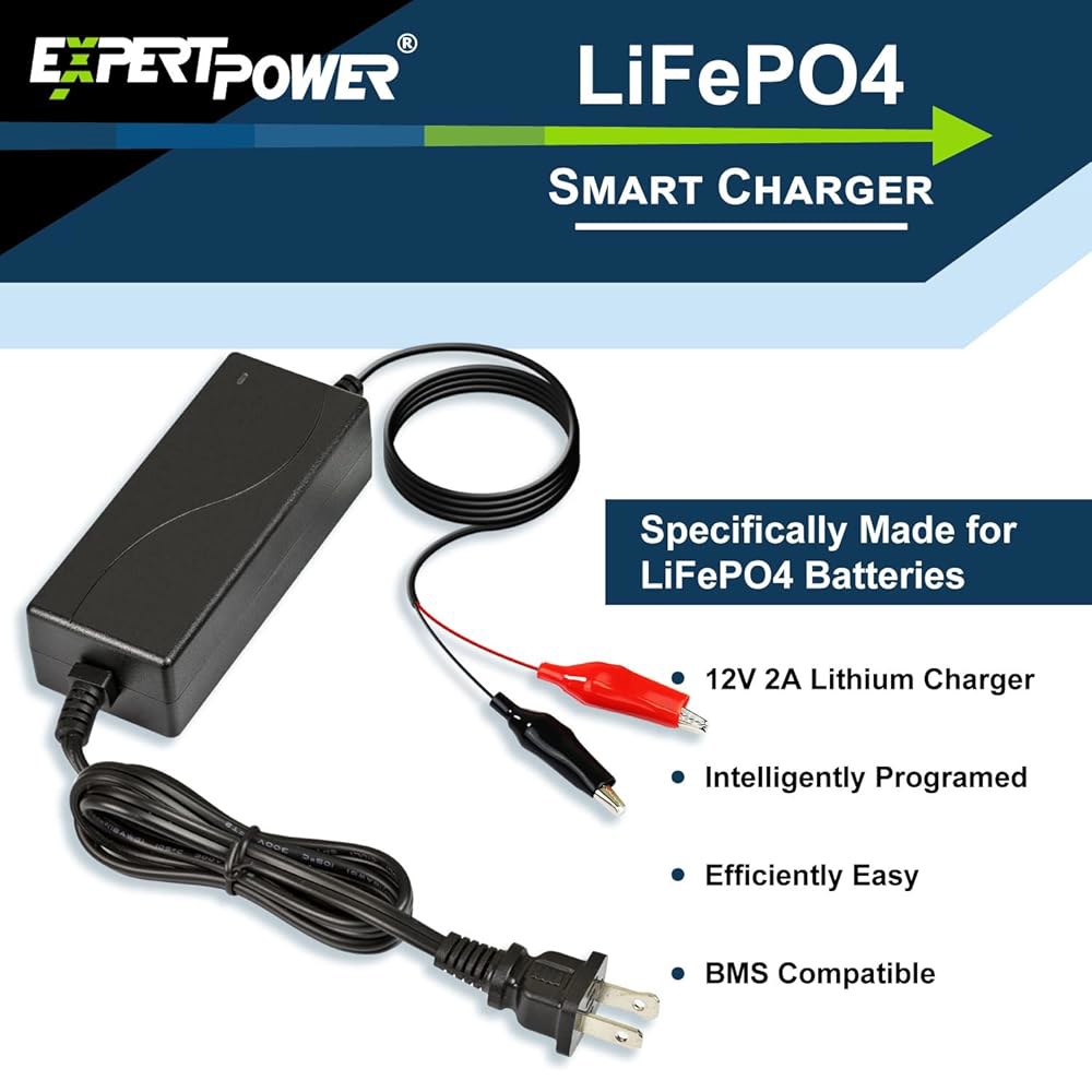 리튬 LiFePO4 딥 사이클 충전식 배터리용 ExpertPower 12V 2A 스마트 충전기 [UL 목록] 1 Amp - 상세 이미지 3
