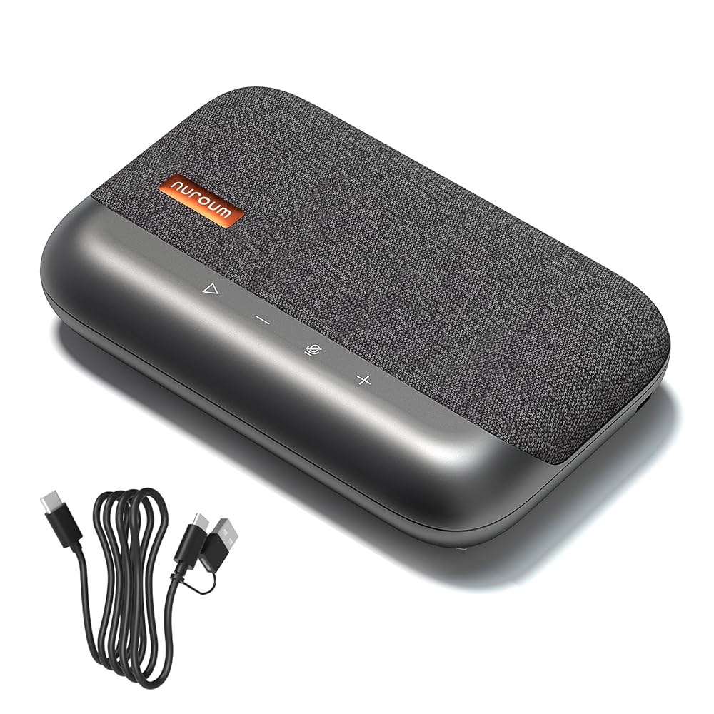 NUROUM A05U USB 컨퍼런스 스피커 스피커폰, 마이크, 회의용 노이즈 360 음성 경량, 유선 캔슬링 픽업, 홈 및 안정성, 오피스/PC/노트북/디팝/그룹 - 상품 이미지