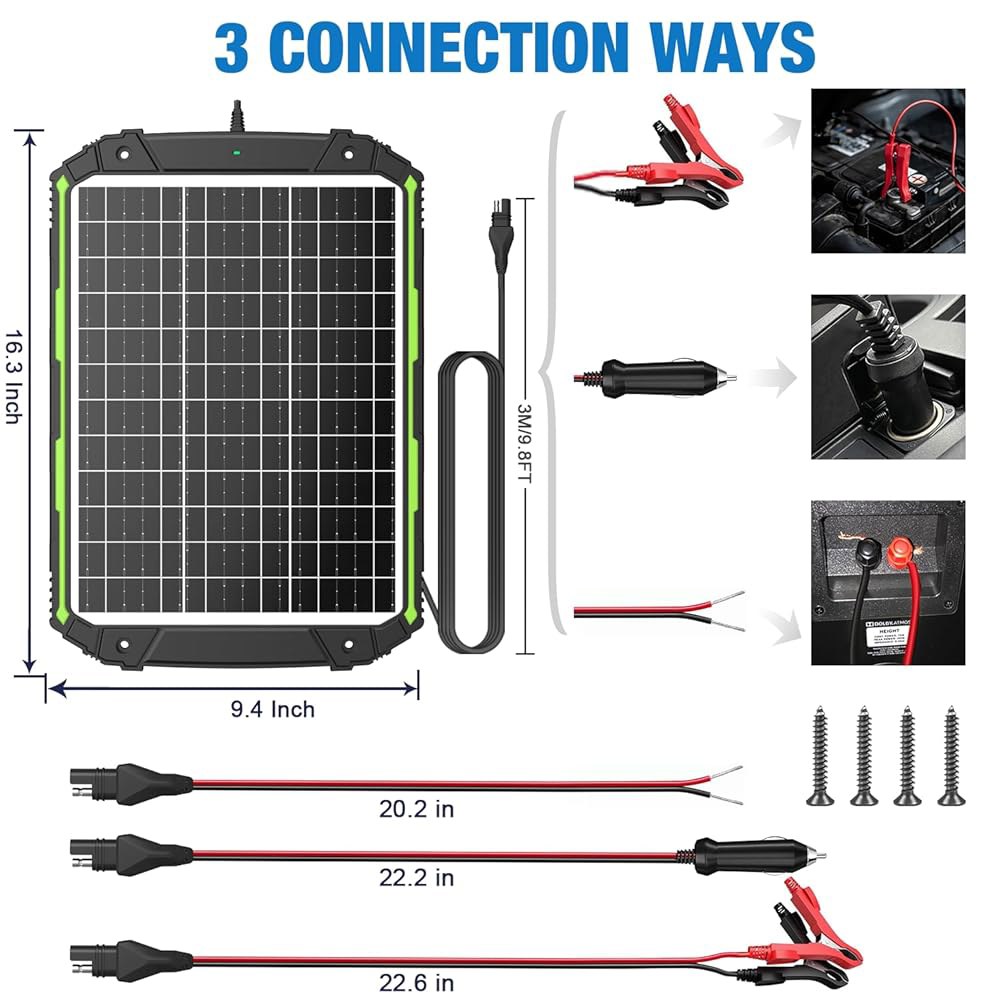 Sun Energyise 25W 12V 태양광 배터리 충전기 및 유지보수, 스마트 MPPT 충전 컨트롤러 내장, 방수 25와트 12볼트 패널 트리클 키트 자동차 오토 보트 RV - 상세 이미지 2