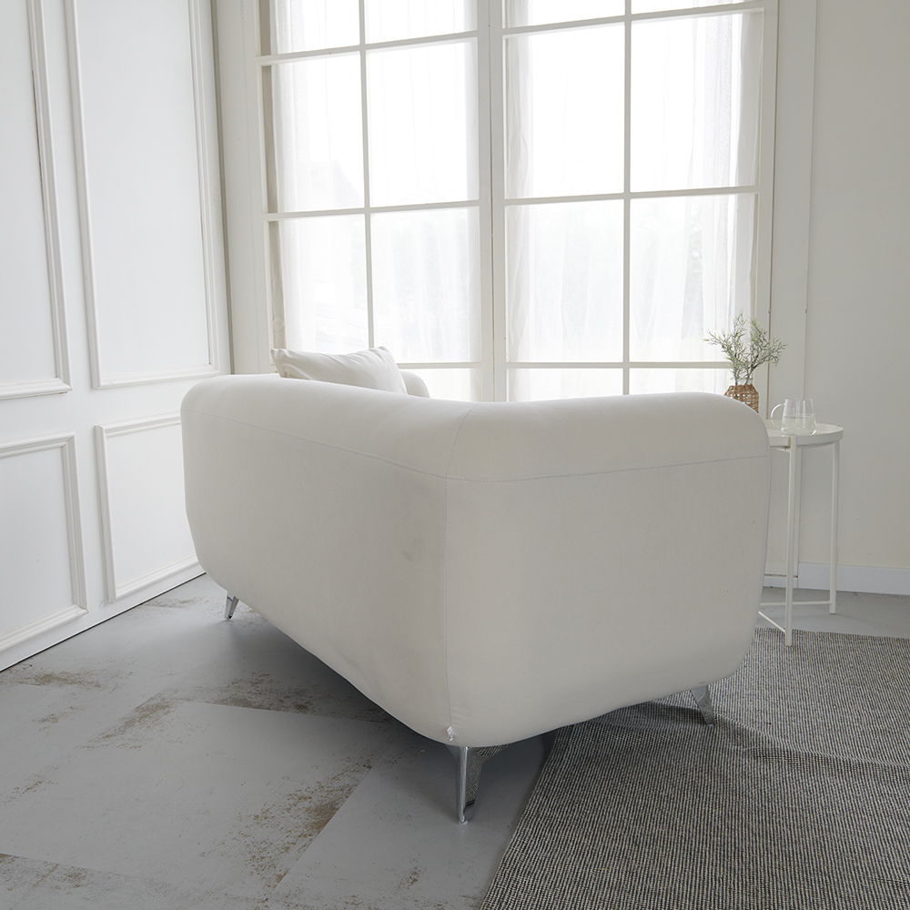 패브릭 소파 스툴미포함, 아이보리, 2인용