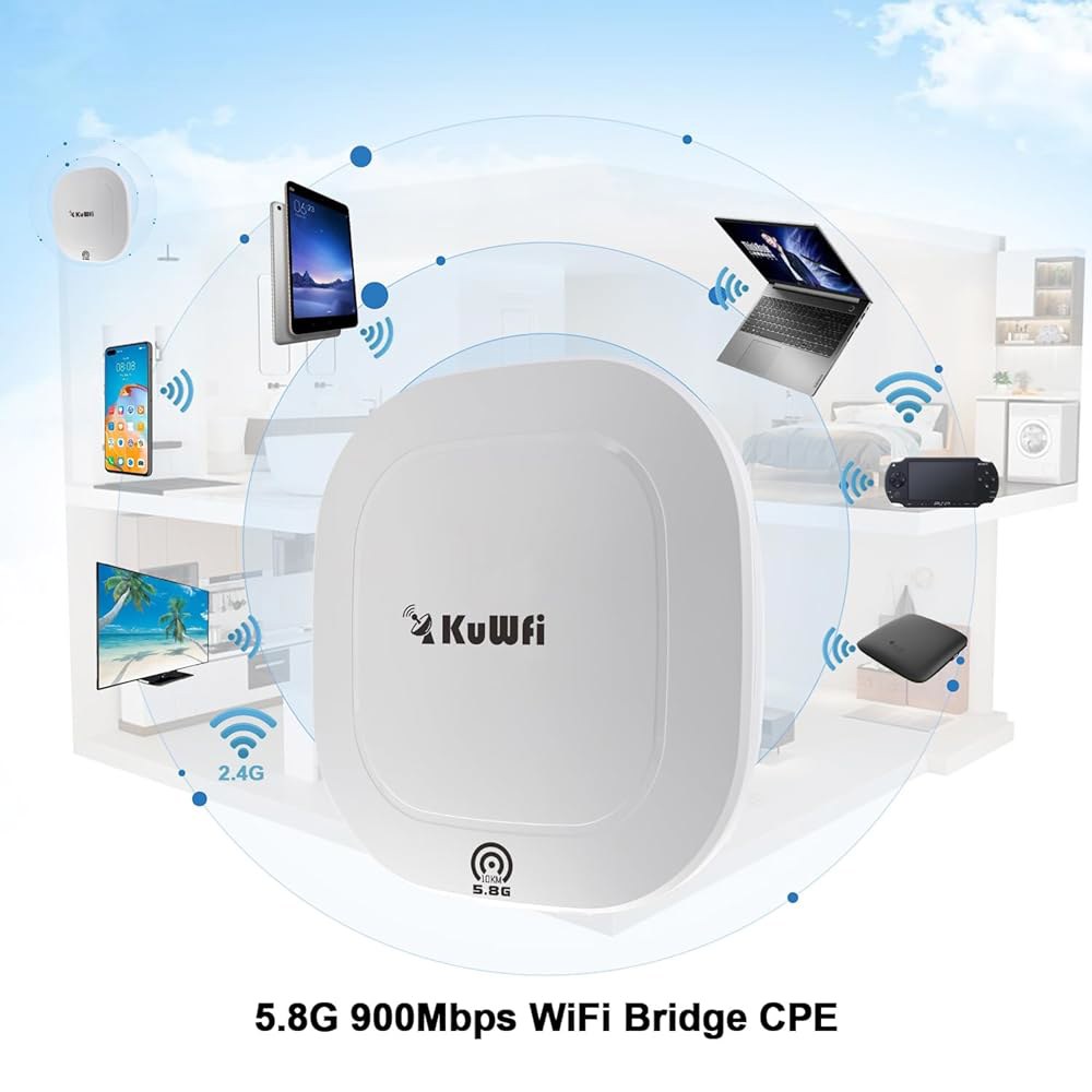KuWFi 5.8G 기가비트 포인트 투 야외 브릿지 라우터/카메라 10KM 장거리 무선 CPE, 스타링크 지원 Wi-Fi TDMA 확장, 별채로 키트, CPE120 - 상세 이미지 3