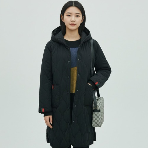 엄마옷 조이마담 J3390 웨이브 후드 패딩코트 점퍼 중년여성의류 - 상품 이미지