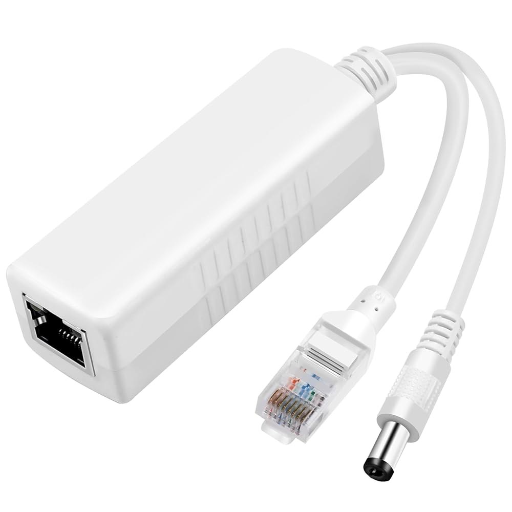 2팩 기가비트 PoE 스플리터 12V IEEE 2A Voip, 5.5x2.1mm 출력, 카메라, 준수, 어댑터 AP, 보안 이더넷 DC 전원 802.3af/at 오버 플러그용 표준 - 상품 이미지