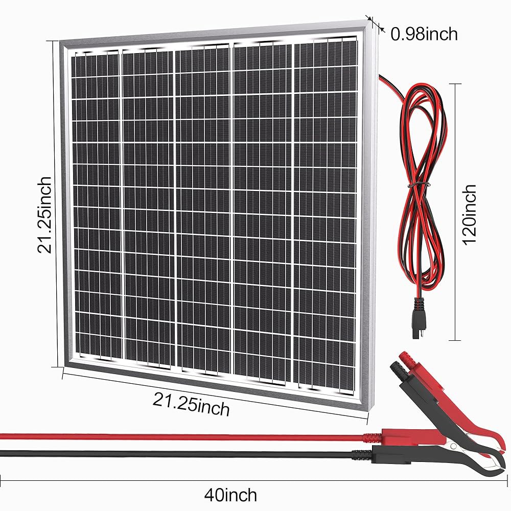 솔퍼크 태양광 패널 키트 50W 24V, 지능형 방수 10A PWM 컨트롤러, RV 자동차 보트 해상 트랙터 캠핑용 가정용 실외 배터리 충전기, 24볼트 충전기 - 상세 이미지 2