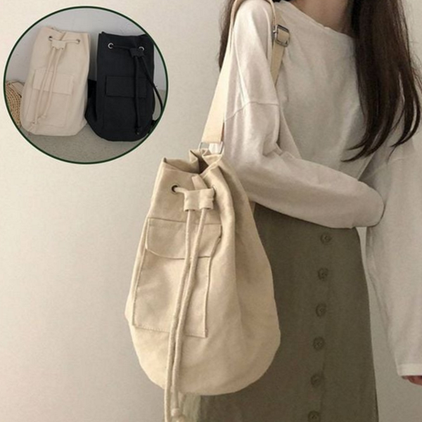 캔버스 복조리 버킷백 데 면 버킷백 숄더백 캐주얼 미니 - 상품 이미지
