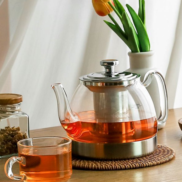 내열 유리 티 포트 차우림 유리 주전자 1.2리터 홈카페 티타임